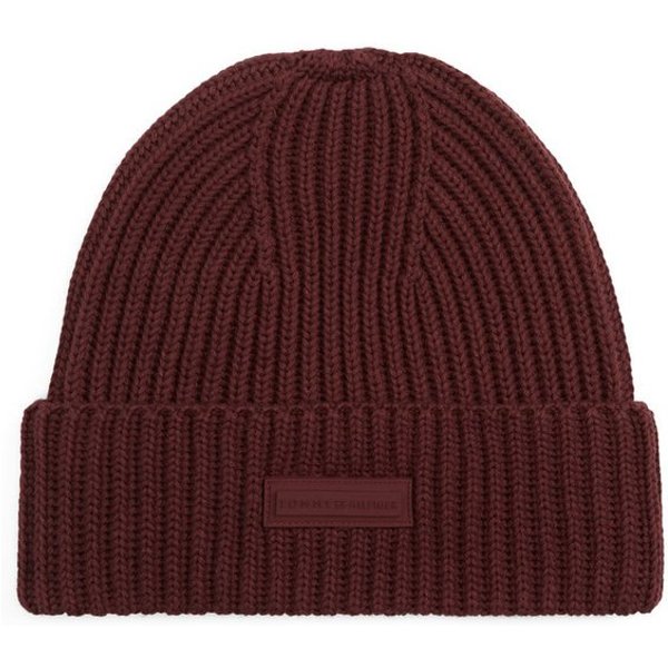 Tommy Hilfiger Beanie TH FOUNDATION Strick, mit gummiertem Logo und Wolle