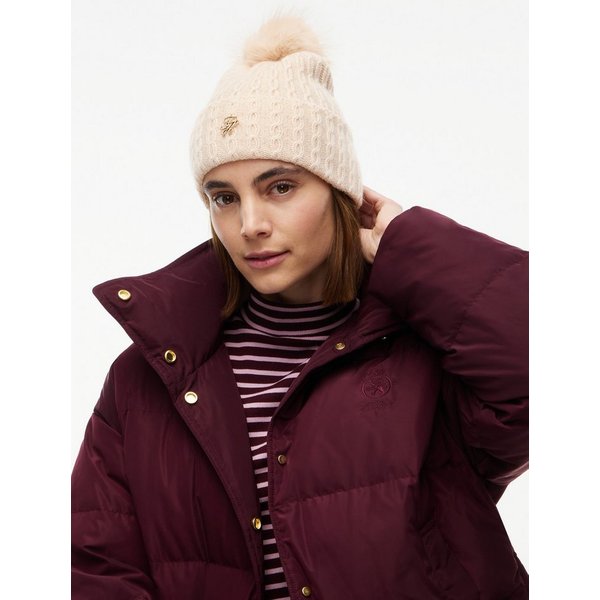 Tommy Hilfiger Beanie TH SCRIPT CABLE POM mit Kaschmiranteil