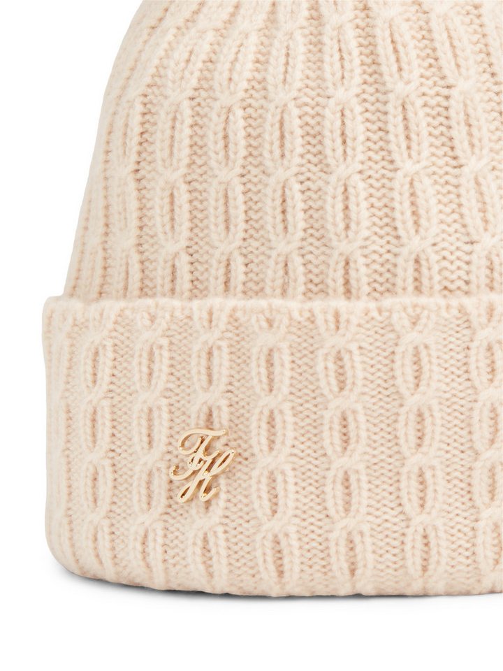Tommy Hilfiger Beanie TH SCRIPT CABLE POM mit Kaschmiranteil – Bild 4 von 4