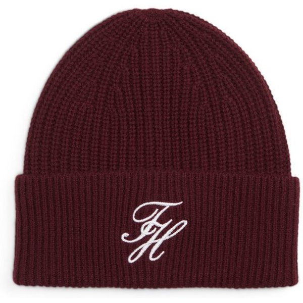 Tommy Hilfiger Beanie TOMMY SCRIPT CASHMERE aus Kaschmirmix mit gesticktem Logo, Maße 21 x 24,5 cm