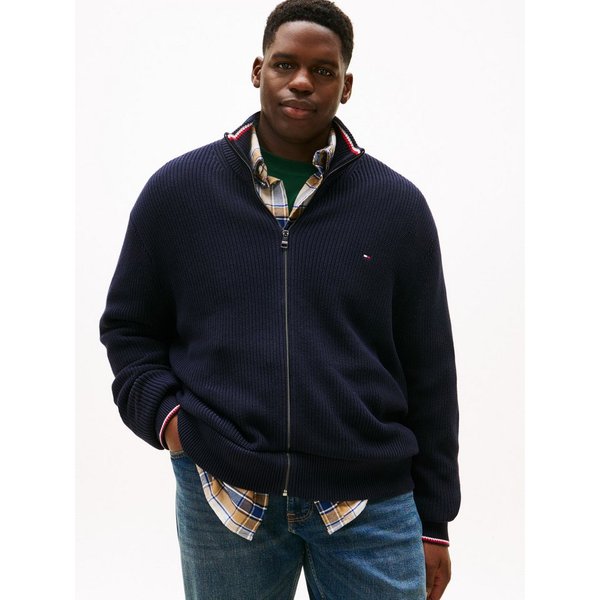 Tommy Hilfiger Big & Tall Strickjacke BT-RWB RIB ZIP THROUGHB Große Größen, aus Rippstrick, mit Stehkragen