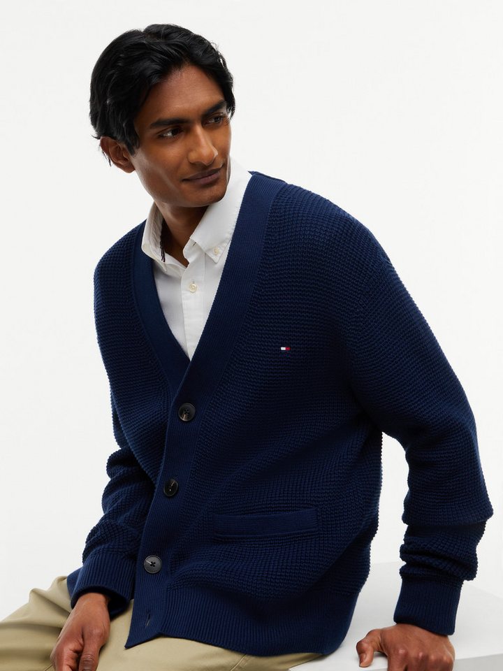 Tommy Hilfiger Cardigan WAFFLE STRUCTURE mit modischer Struktur und aufgesetzte Taschen – Bild 2 von 5