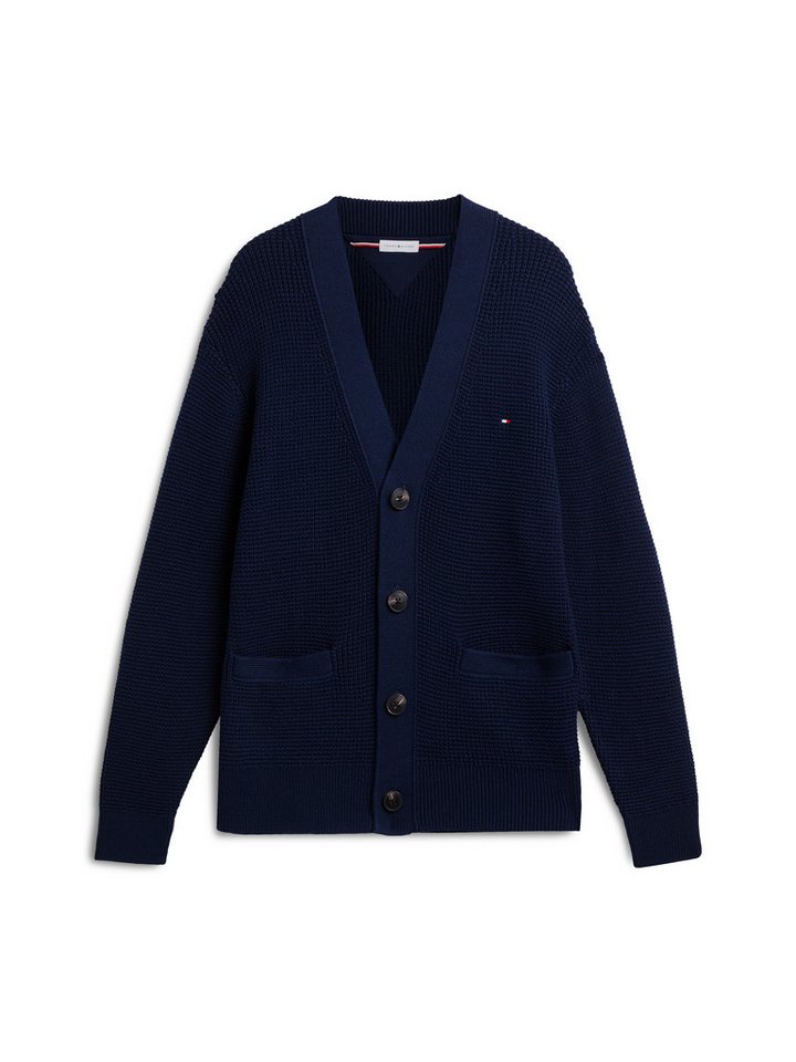 Tommy Hilfiger Cardigan WAFFLE STRUCTURE mit modischer Struktur und aufgesetzte Taschen – Bild 5 von 5