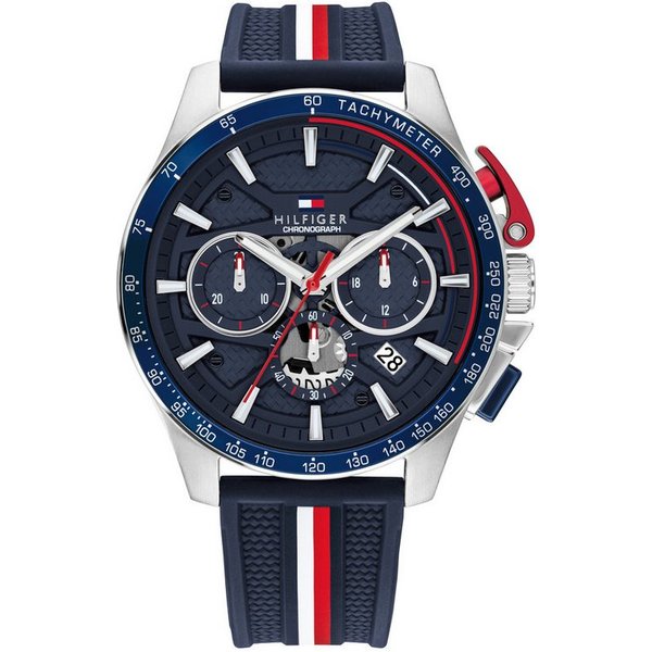 Tommy Hilfiger Chronograph BANK 1792292, Quarzuhr, Armbanduhr, Herrenuhr, Silikonarmband, analog, Tag