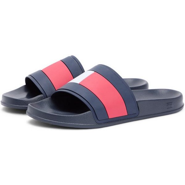 Tommy Hilfiger CORE HILFIGER FLAG POOL SLIDE Pantolette Strandschuh, Flats, Schlupfschuh in typischen Tommy Farben