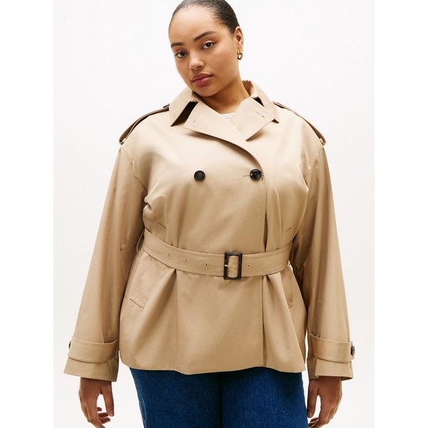 Tommy Hilfiger Curve Bikerjacke CRV COTTON SHORT TRENCH in großen Größen