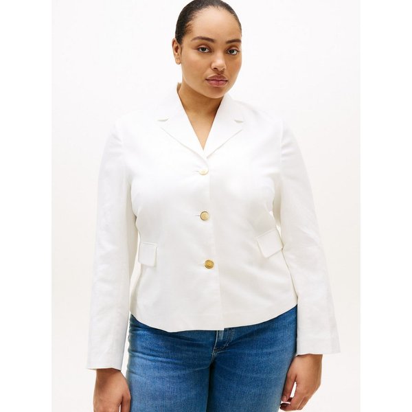 Tommy Hilfiger Curve Jackenblazer CRV LINEN MIX SLIM BLAZER in großen Größen, mit Revers