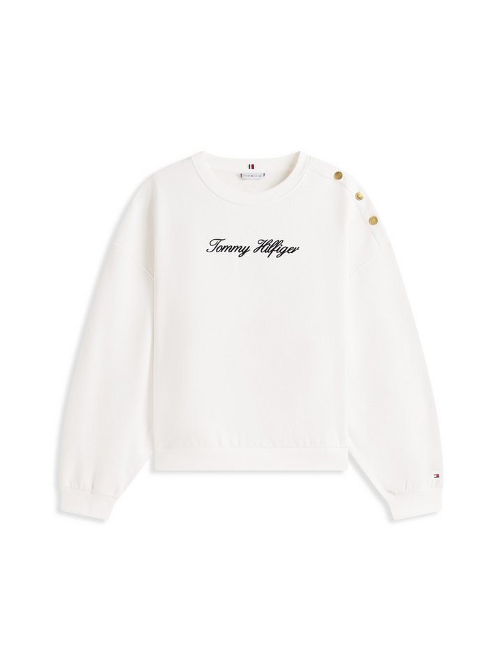 Tommy Hilfiger Curve Sweatshirt CRV GOLD BTN SCRIPT FLEECE SWRT in großen Größen, mit goldfarbenen Zier-Knöpfen – Bild 4 von 5