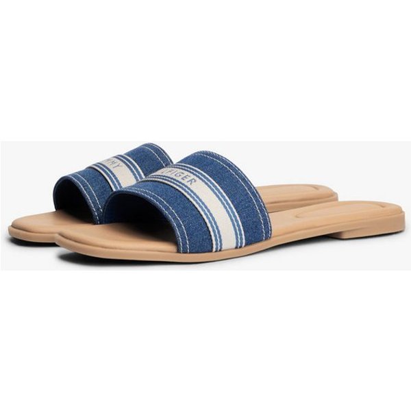 Tommy Hilfiger FLAT MULE WEBBING Pantolette Sommerschuh, Flats mit modischem Kontrastbesatz
