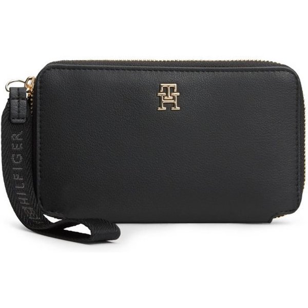 Tommy Hilfiger Geldbörse TH LOGOTAPE COMPACT ZIP AROUND, Unisex Portemonnaie, Geldbeutel mit edlem TH-Logoelement
