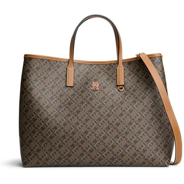 Tommy Hilfiger Handtasche TH MONOPLAY SATCHEL, Damen Umhängetasche, Schultertasche mit Allover-TH-Logoprint