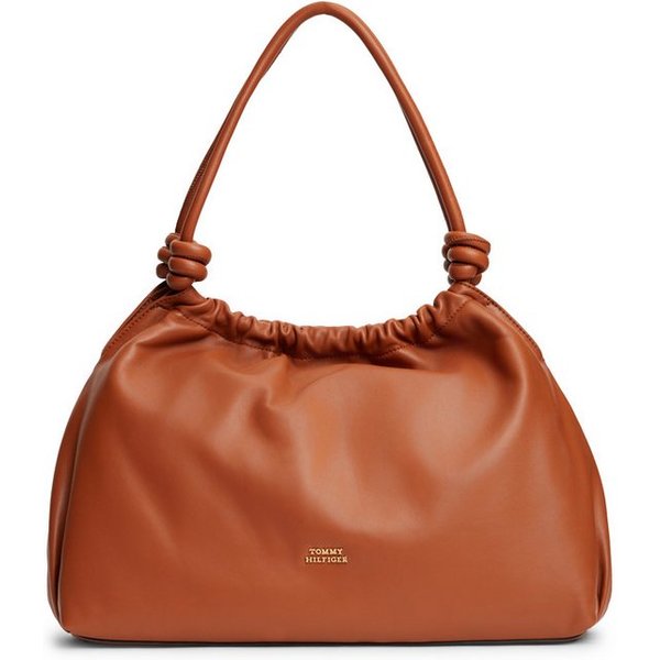 Tommy Hilfiger Hobo TH SOFT LEATHER HOBO, Damen Handtasche, Schultertasche, Umhängetasche mit goldfarbenem Logo