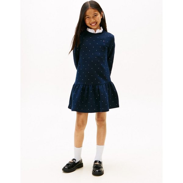 Tommy Hilfiger Jerseykleid FESTIVE STUD HWK DRESS LS Regular fit, für Kinder bis 16 Jahre