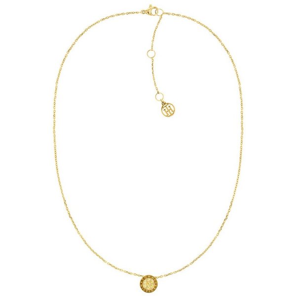 Tommy Hilfiger Kette mit Anhänger Schmuck Edelstahl Halsschmuck Ankerkette CRYSTAL, mit Glasstein