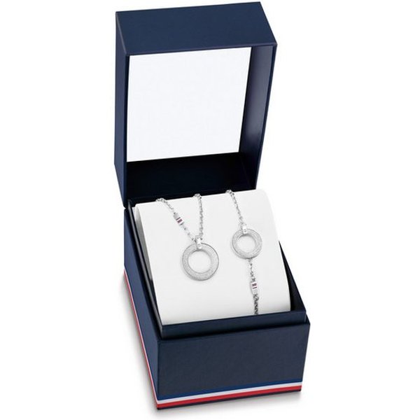 Tommy Hilfiger Ketten und Armband Set GIFT SET (Set, 2-tlg., inkl. Schmuckbox), mit Glasstein - Emaille