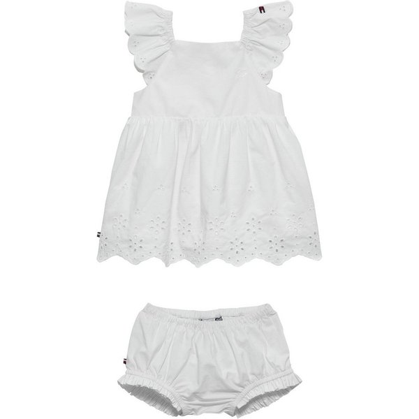 Tommy Hilfiger Kleid & Hose (Set, 2-tlg., 2) mit Rüschen und Lochstickerei. eine Baumwolle
