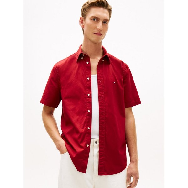 Tommy Hilfiger Kurzarmhemd FLEX POPLIN SOLID Regular fit mit Button-Down-Kragen