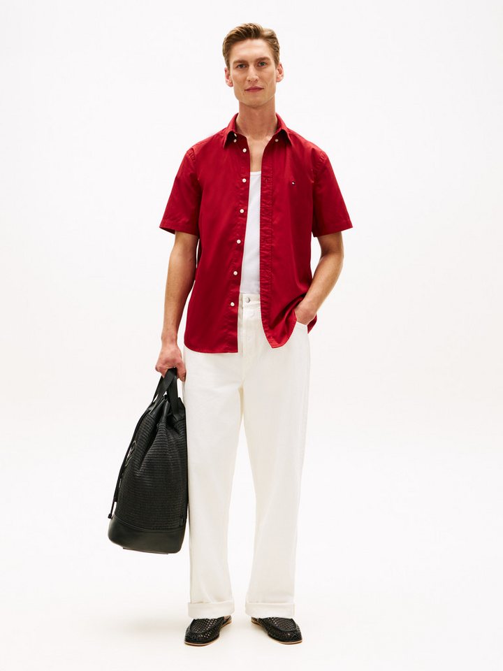 Tommy Hilfiger Kurzarmhemd FLEX POPLIN SOLID Regular fit mit Button-Down-Kragen – Bild 3 von 5