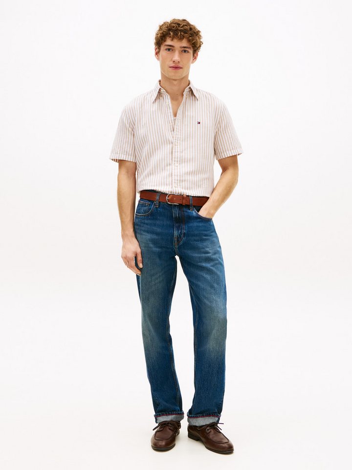 Tommy Hilfiger Kurzarmhemd LINEN BLEND BENGAL STRIPE regular fit, gestreift, Button-down-Kragen – Bild 3 von 5