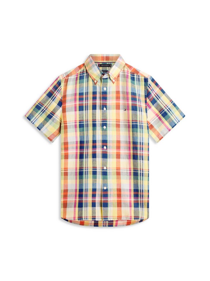 Tommy Hilfiger Kurzarmhemd LINEN BLEND CHECK PLAID regular fit, Button-down-Kragen – Bild 4 von 5