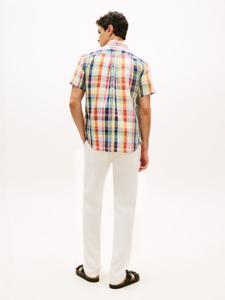Tommy Hilfiger Kurzarmhemd LINEN BLEND CHECK PLAID regular fit, Button-down-Kragen – Bild 5 von 5