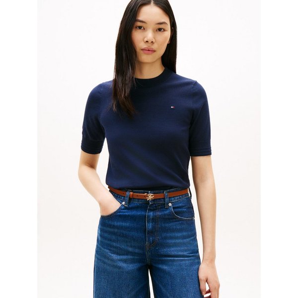 Tommy Hilfiger Kurzarmpullover CO JERSEY FINE GG C-NK SS SWT Baumwollmischung, Regular Fit