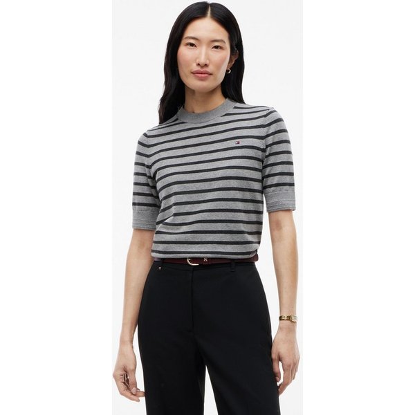 Tommy Hilfiger Kurzarmpullover CO JERSEY FINE GG C-NK SS SWT Baumwollmischung, Regular Fit