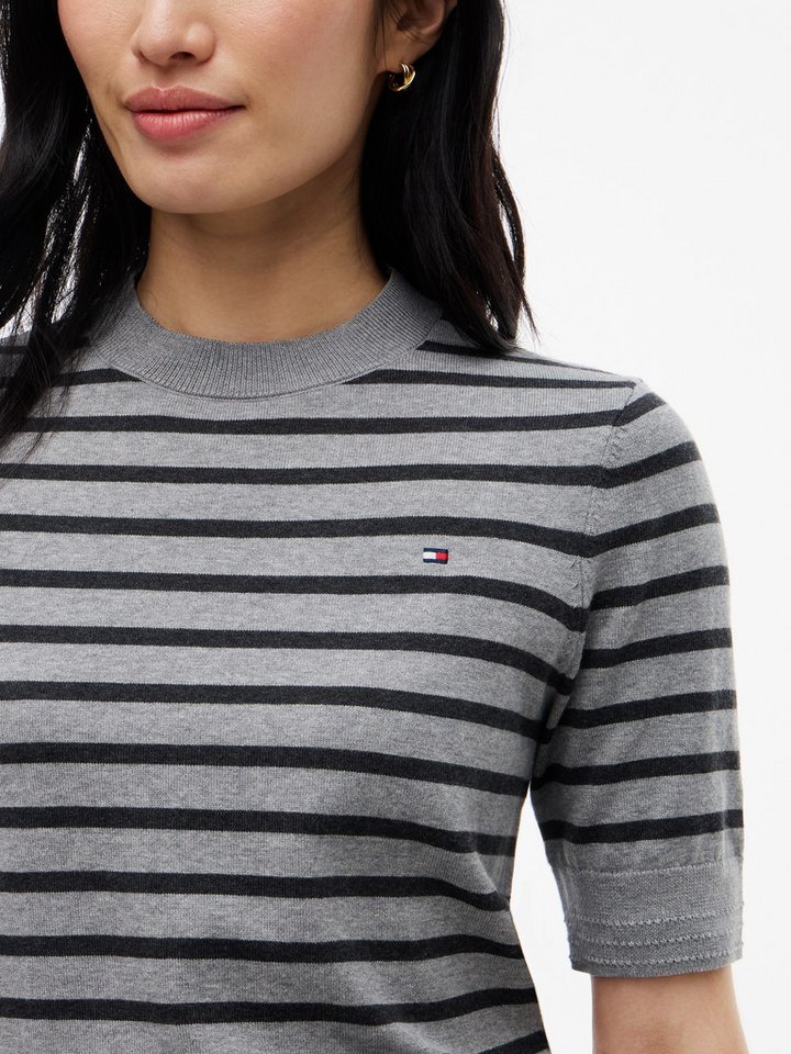 Tommy Hilfiger Kurzarmpullover CO JERSEY FINE GG C-NK SS SWT Baumwollmischung, Regular Fit – Bild 2 von 5