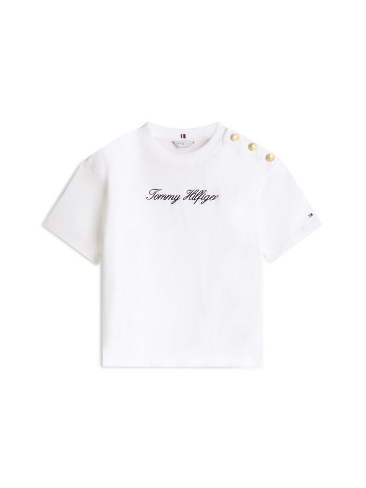 Tommy Hilfiger Kurzarmshirt GOLD BTN SCRIPT MDRN SS TEE mit goldfarbenen Knöpfen – Bild 4 von 5