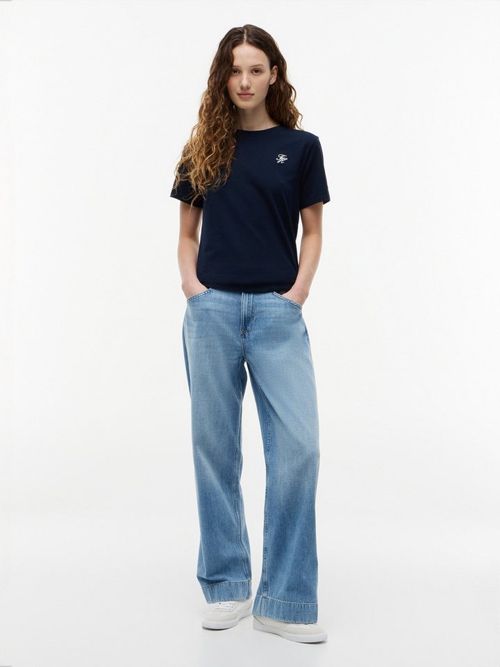 Tommy Hilfiger Kurzarmshirt TH SCRIPT REG C-NK SS TEE Baumwollmischung, regular fit – Bild 4 von 5
