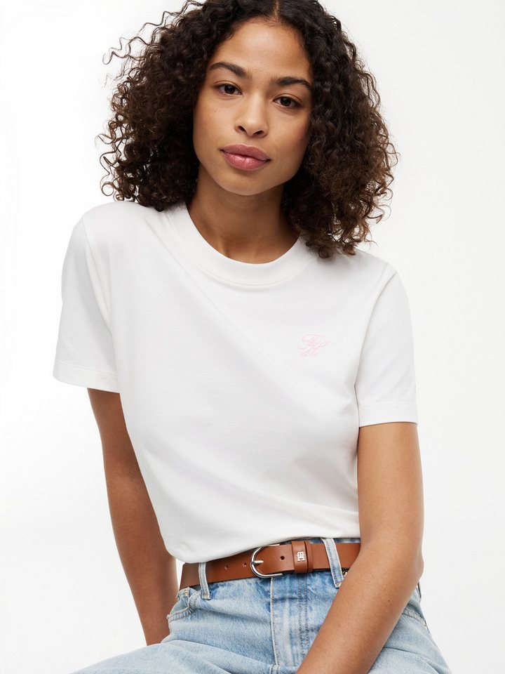 Tommy Hilfiger Kurzarmshirt TH SCRIPT REG C-NK SS TEE Baumwollmischung, regular fit – Bild 2 von 5