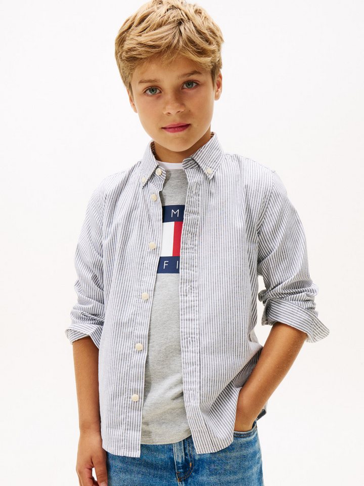 Tommy Hilfiger Langarmhemd Button-Down-Kragen, elastische Baumwoll-Qualität, Kinder bis 16 Jahre – Bild 2 von 5