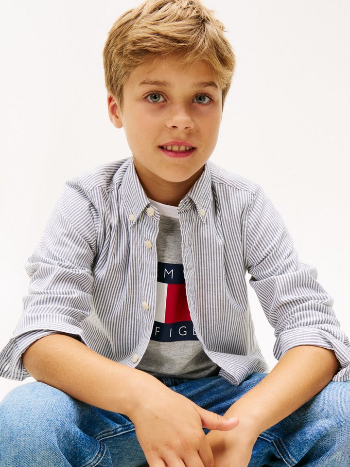 Tommy Hilfiger Langarmhemd Button-Down-Kragen, elastische Baumwoll-Qualität, Kinder bis 16 Jahre – Bild 4 von 5