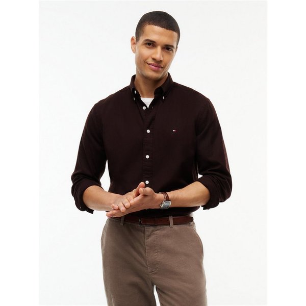 Tommy Hilfiger Langarmhemd FLEX FLANNEL SOLID SHIRT Regular Fit soft Flannel