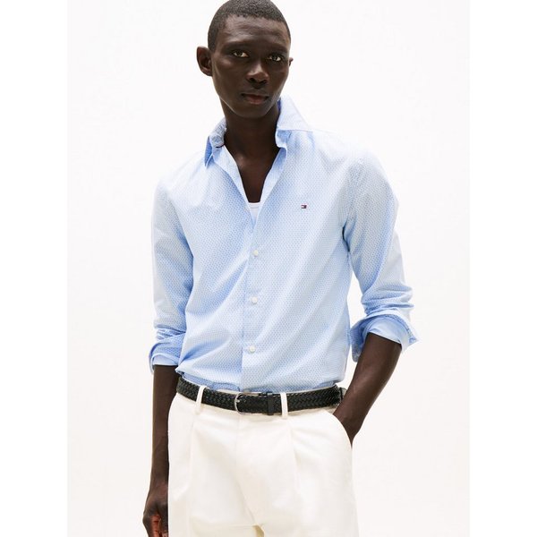 Tommy Hilfiger Langarmhemd FLEX POPLIN MINI PRINT Regular Fit SHIRT regular fit, Kentkragen