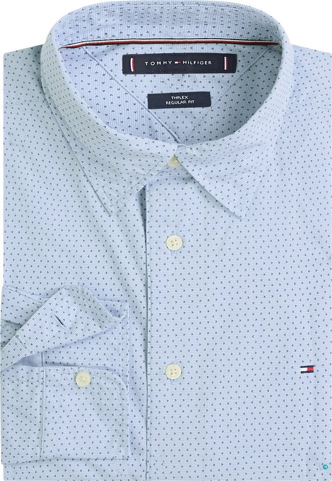 Tommy Hilfiger Langarmhemd FLEX POPLIN MINI PRINT Regular Fit SHIRT regular fit, Kentkragen – Bild 4 von 5