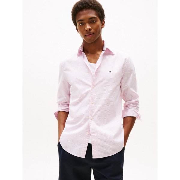 Tommy Hilfiger Langarmhemd FLEX POPLIN MINI PRINT Regular Fit SHIRT regular fit, Kentkragen