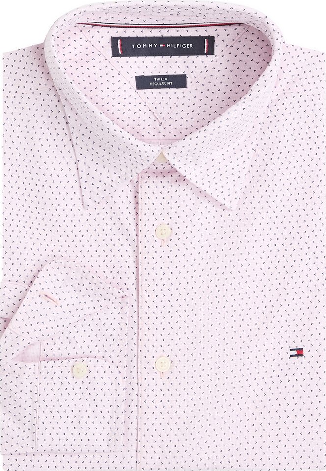 Tommy Hilfiger Langarmhemd FLEX POPLIN MINI PRINT Regular Fit SHIRT regular fit, Kentkragen – Bild 4 von 5