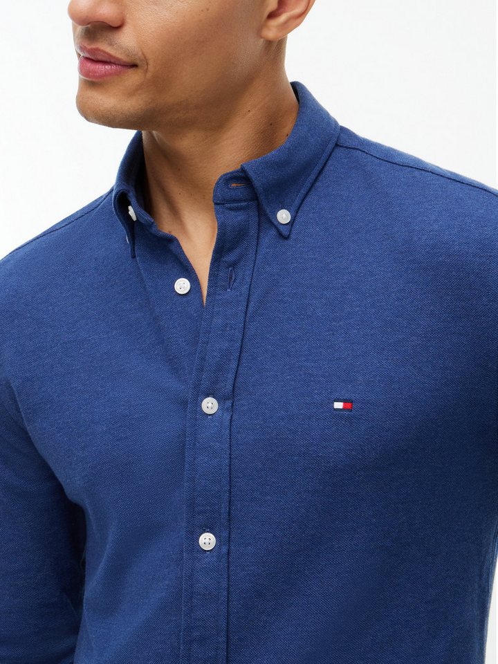 Tommy Hilfiger Langarmhemd KNITTED SHIRT Button-down-Kragen, Slim Fit, Jersey-Qualität – Bild 3 von 5