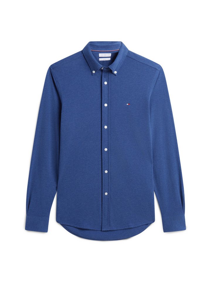 Tommy Hilfiger Langarmhemd KNITTED SHIRT Button-down-Kragen, Slim Fit, Jersey-Qualität – Bild 5 von 5
