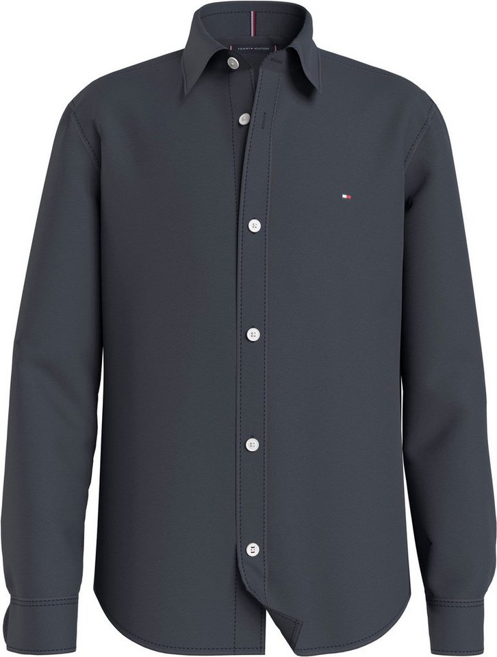 Tommy Hilfiger Langarmhemd SOLID STRETCH POPLIN SHIRT L/S mit Logo-Stickerei für Kinder bis 16 Jahre – Bild 5 von 5