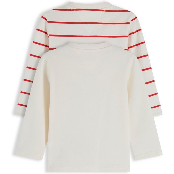 Tommy Hilfiger Langarmshirt (Packung, 2-tlg) Ausschnitt mit Druckknopf, Regular Fit, Baumwollmischung, für Babys