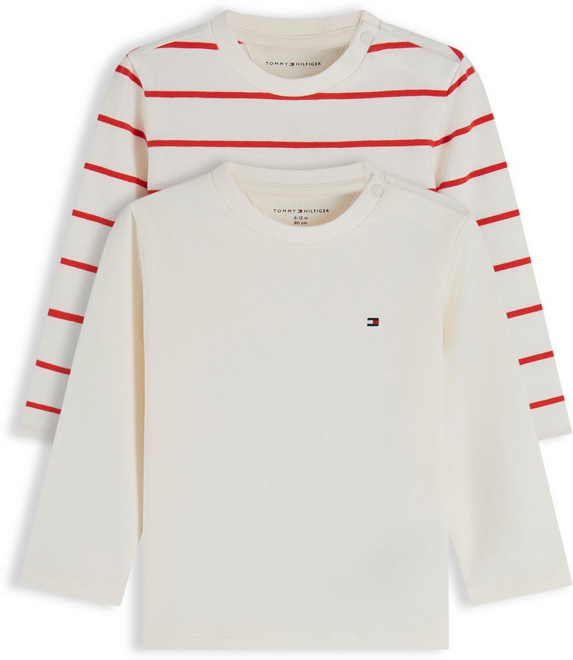 Tommy Hilfiger Langarmshirt (Packung, 2-tlg) Ausschnitt mit Druckknopf, Regular Fit, Baumwollmischung, für Babys – Bild 4 von 4