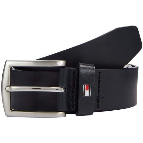 Tommy Hilfiger Ledergürtel DENTON 3,5 cm breit Robuster Ledergürtel mit Flag-Label, silberne Schnalle, verstellbar