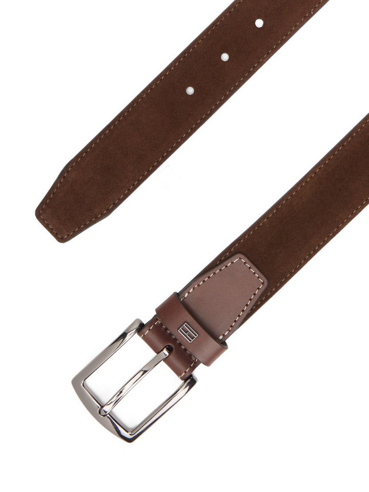 Tommy Hilfiger Ledergürtel DENTON ELEVATED SUEDE 3,5 cm breit aus Wildleder, kontrastfarbene Ziernähte – Bild 4 von 5