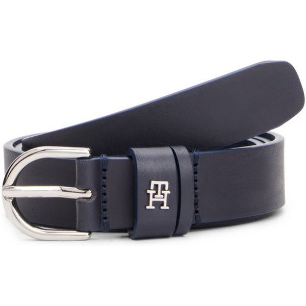 Tommy Hilfiger Ledergürtel ESSENTIAL EFFORTLESS 2.5 cm breit SILVER Einfachdornschließe, Metallemblem
