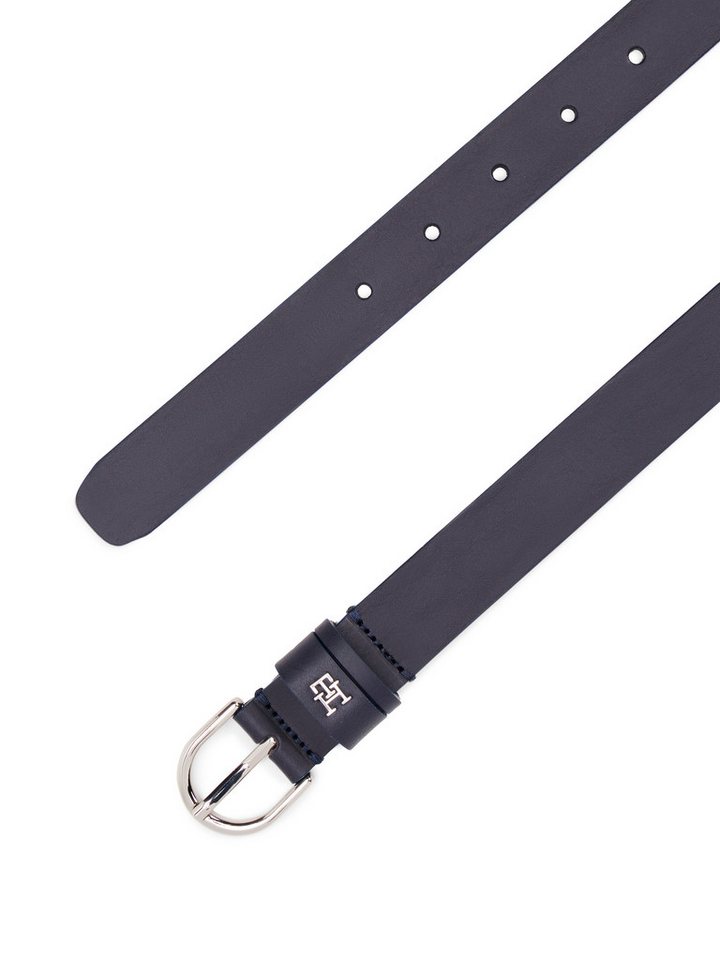 Tommy Hilfiger Ledergürtel ESSENTIAL EFFORTLESS 2.5 cm breit SILVER Einfachdornschließe, Metallemblem – Bild 3 von 5