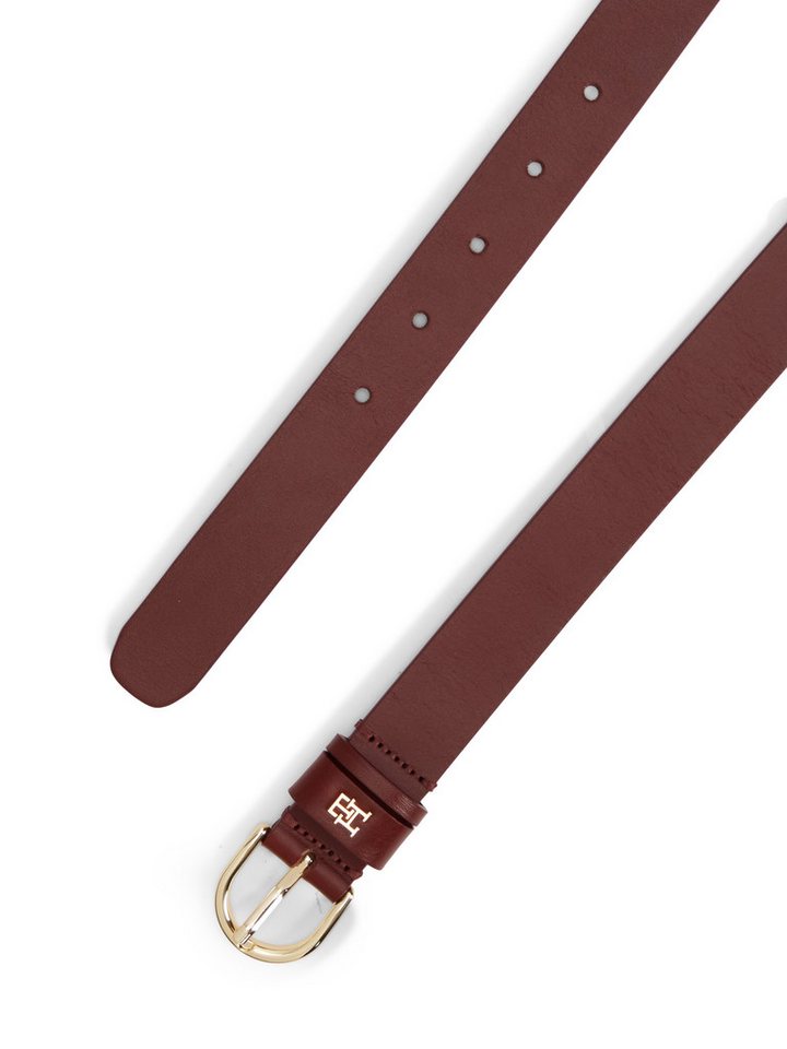 Tommy Hilfiger Ledergürtel ESSENTIAL EFFORTLESS 2.5 cm breit GOLD Logoemblem, weiche Haptik, ovale Einfachdornschließe – Bild 2 von 4
