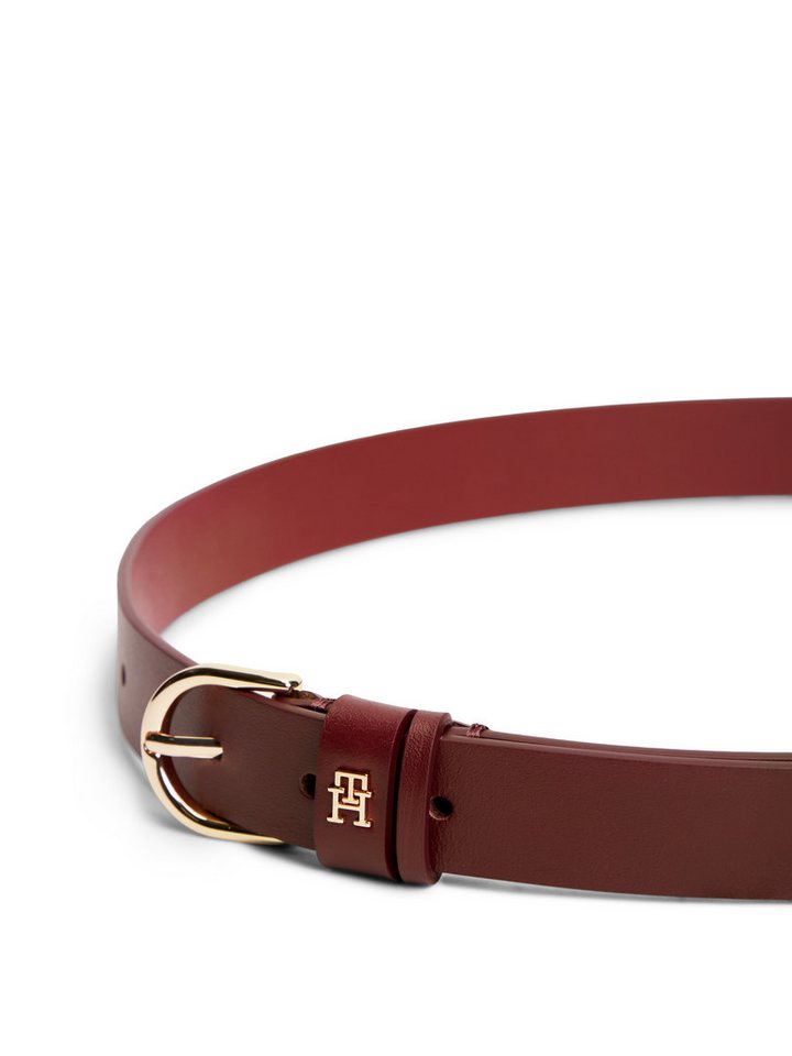 Tommy Hilfiger Ledergürtel ESSENTIAL EFFORTLESS 2.5 cm breit GOLD Logoemblem, weiche Haptik, ovale Einfachdornschließe – Bild 3 von 4