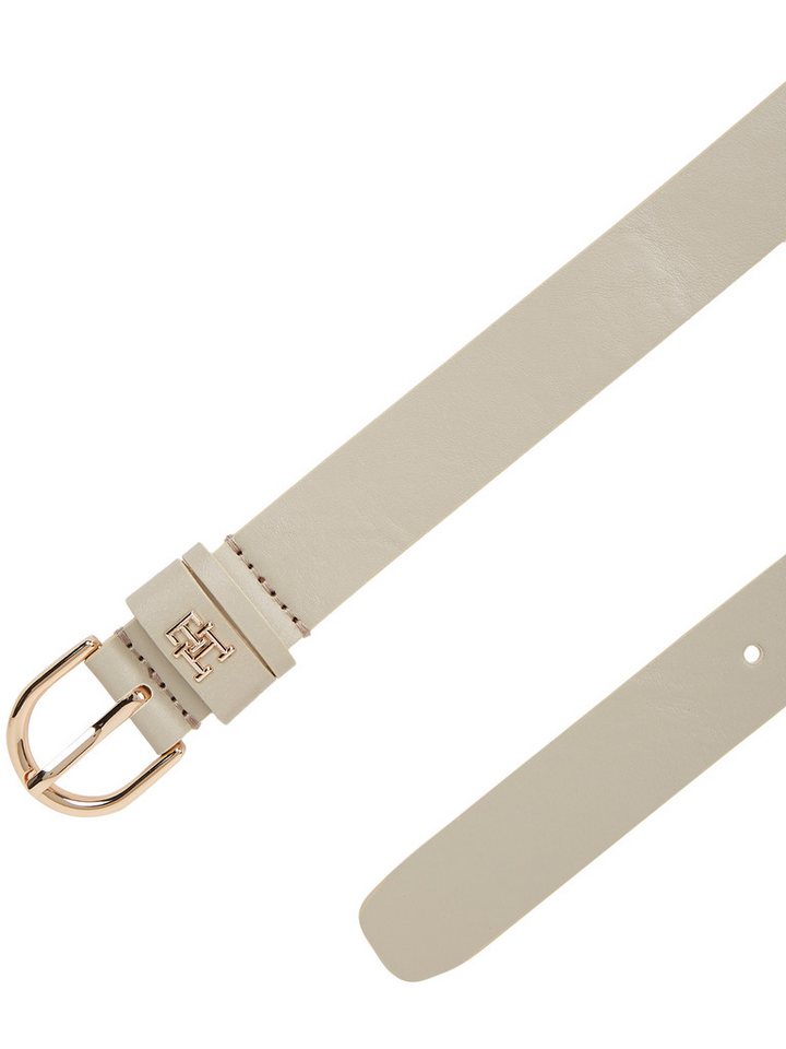 Tommy Hilfiger Ledergürtel ESSENTIAL EFFORTLESS 2.5 cm breit GOLD Logoemblem, weiche Haptik, ovale Einfachdornschließe – Bild 3 von 5